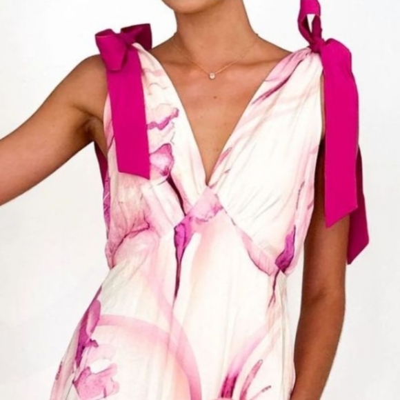 Pink Floral Maxi Dress - Picture 2 of 11